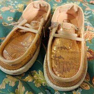 Sparkly Gold Girl’s Hey Dude Shoes